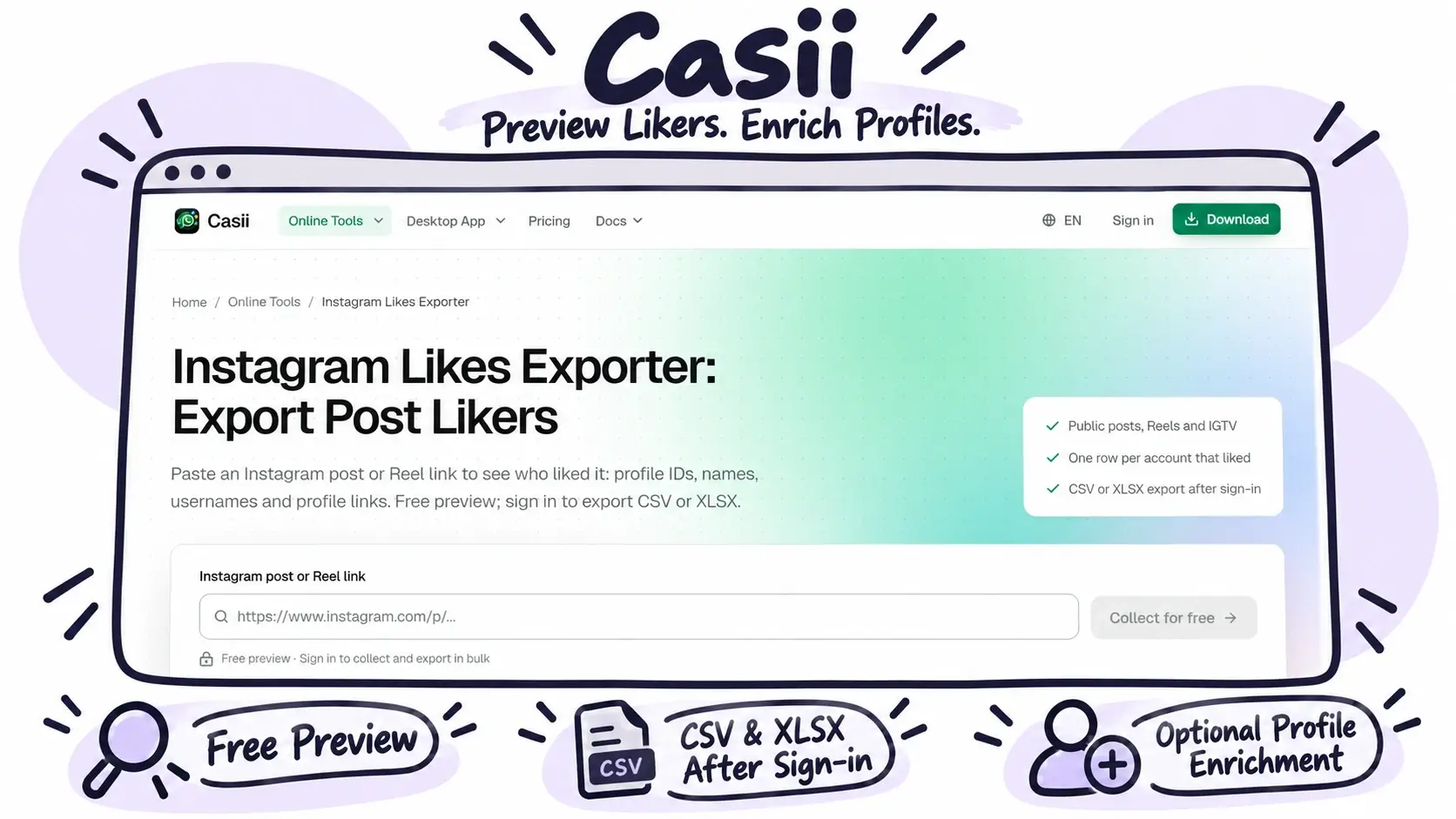 casii instagram likes exporter