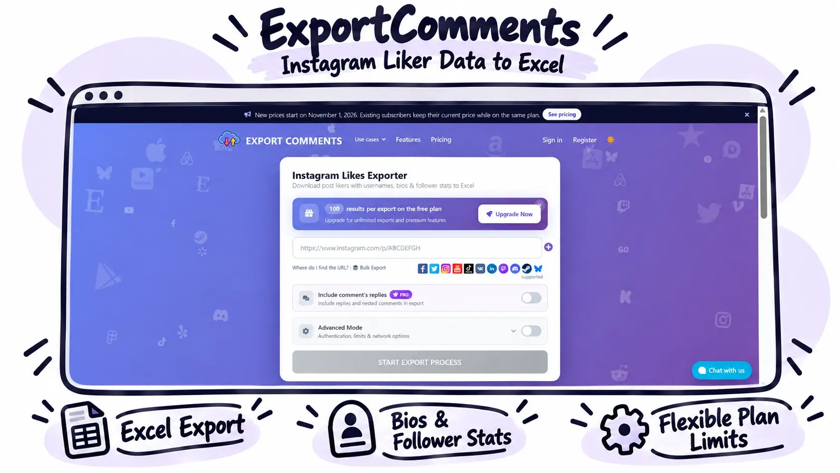 exportcomments instagram likes exporter