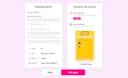 Step 3: Pick and Announce Your Winners - EasyComment